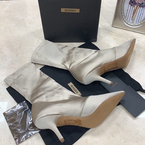 HOST PIC YEEZY STUNNING EDGY TEXTILE POINT-TOE LUXURY SOCK BOOTS SIZE 8.5 - Picture 13 of 14